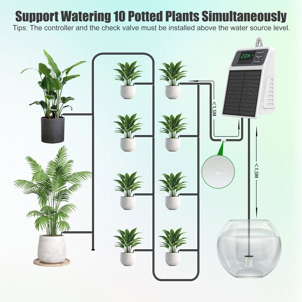 Solar drip irrigation system for garden, automatic drip irrigation kit