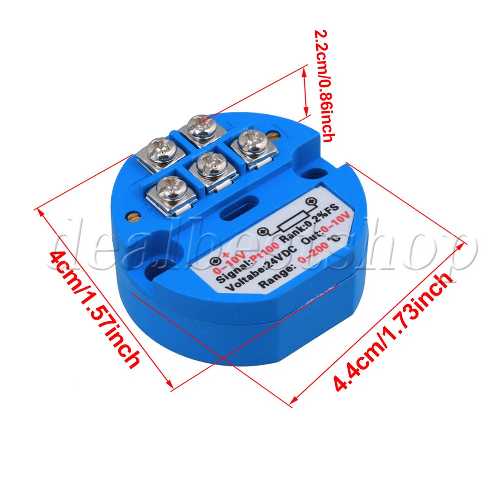 3 x DC 24V PT100 Temperature Sensor Transmitter Blue for Electric Power