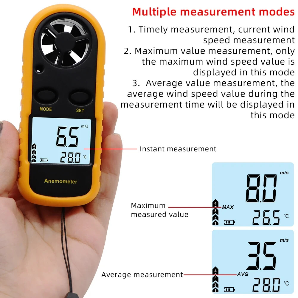 HANDHELD ANEMOMETER /THERMOMETER BACKPACKERING/MOUNTAINEERING WIND SPEED GUAGE!