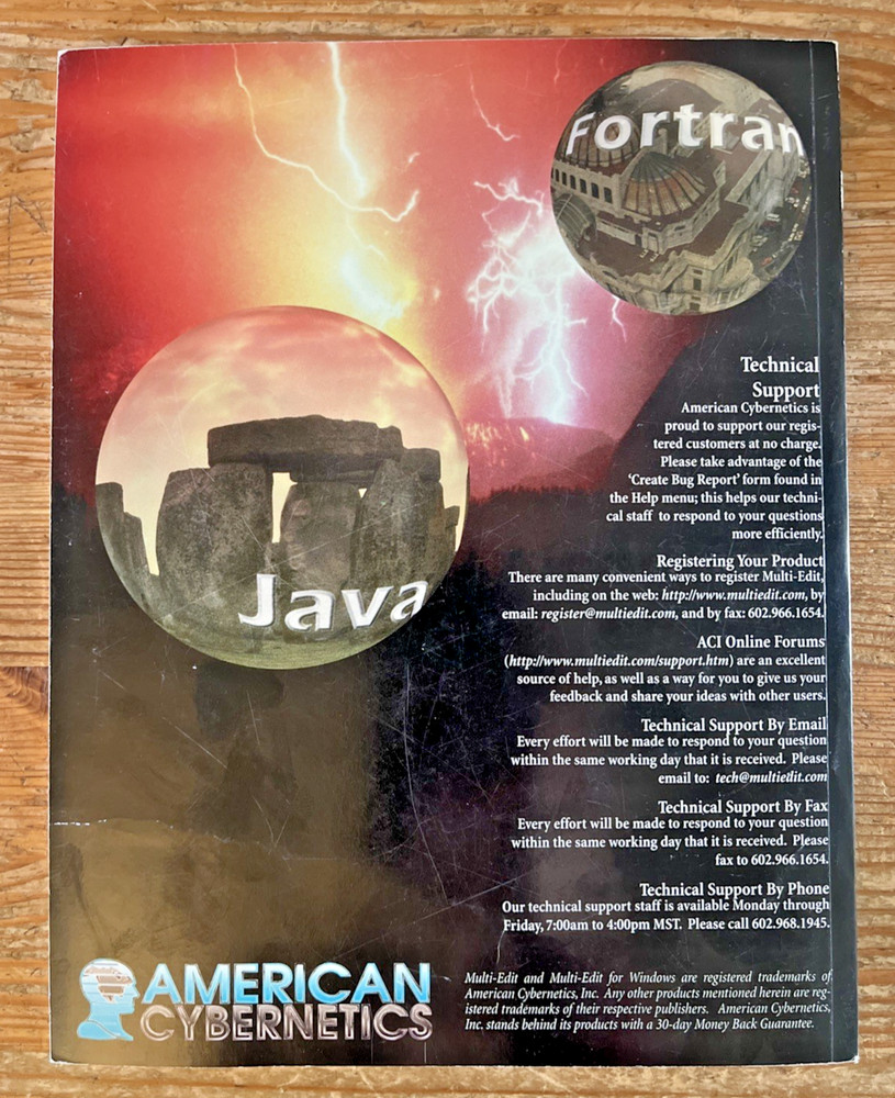 American Cybernetics Manual Multi-Edit Version 8 Getting Started Guide Book