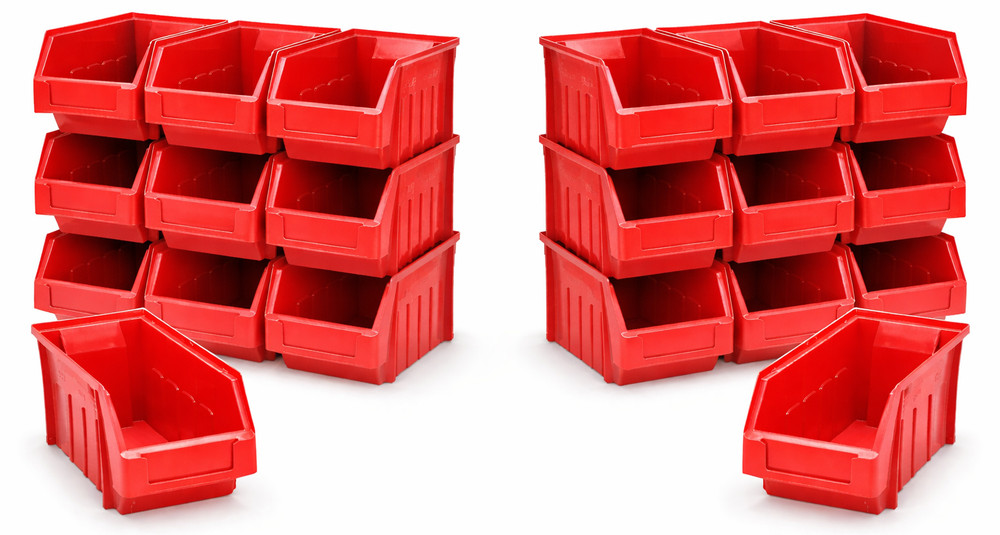NEW RED STACKING Plastic Parts Storage Bins 20 x Size 3