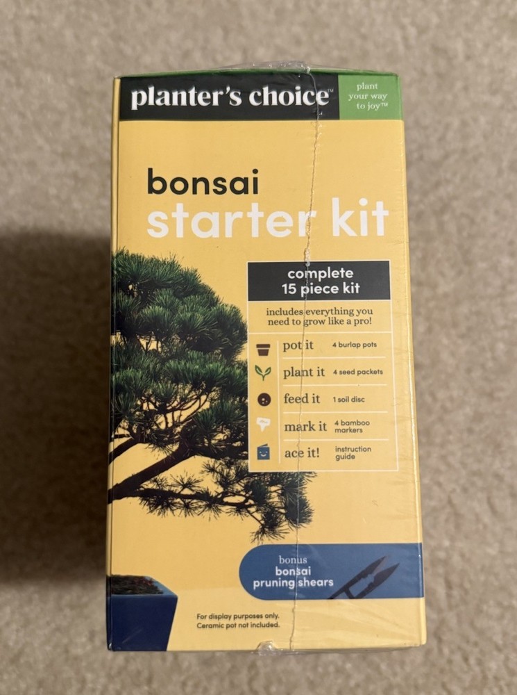 Planter's Choice Bonsai Starter Kit with Pruning Shears, Pots, Seeds, Guide