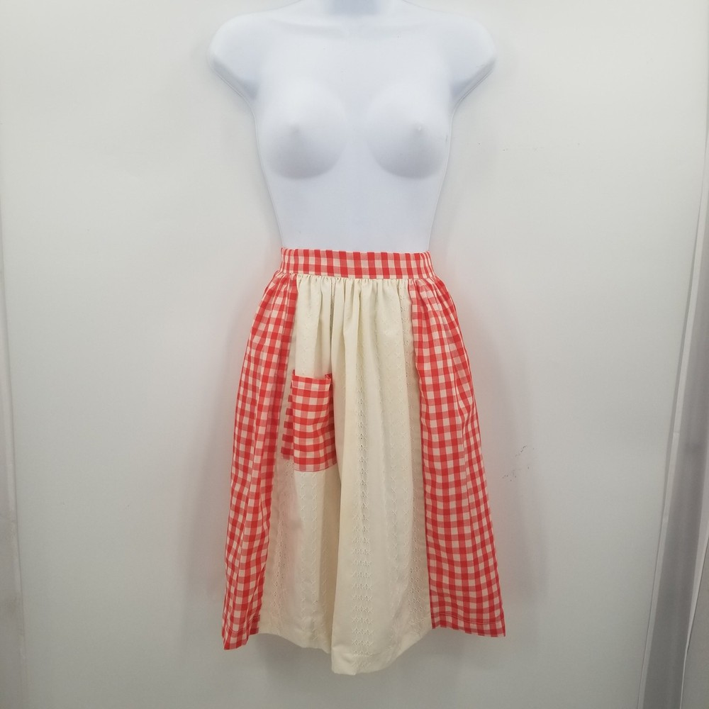 Vintage 1950's Gingham Red Check Apron with Pockets