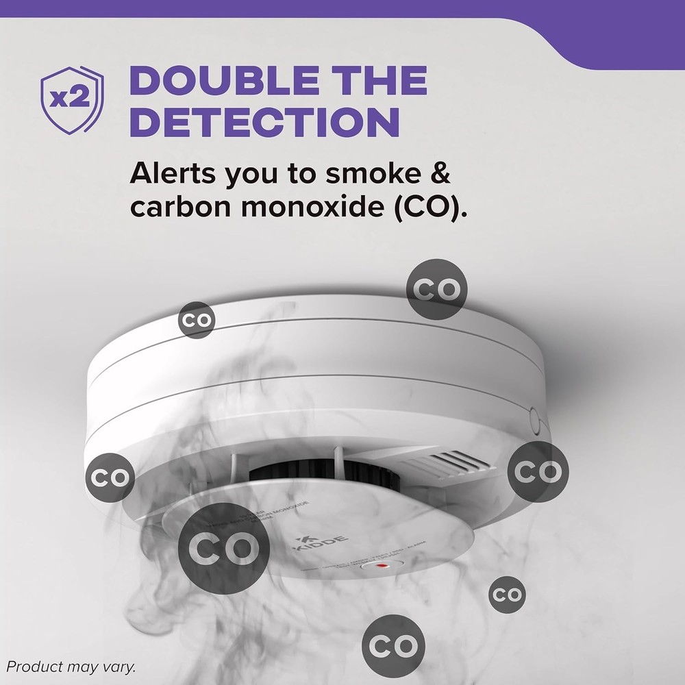 Smoke & Carbon Monoxide Detector, AA Battery Powered, LED Warning Light Indic...