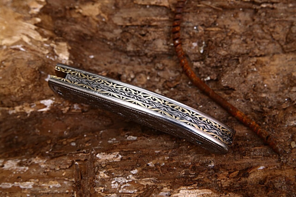 Custom Handmade D2 Steel Engraved Folding knife