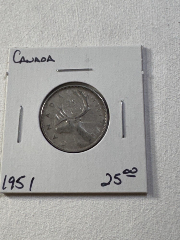 1951 Canada 25 Cents Silver Coin