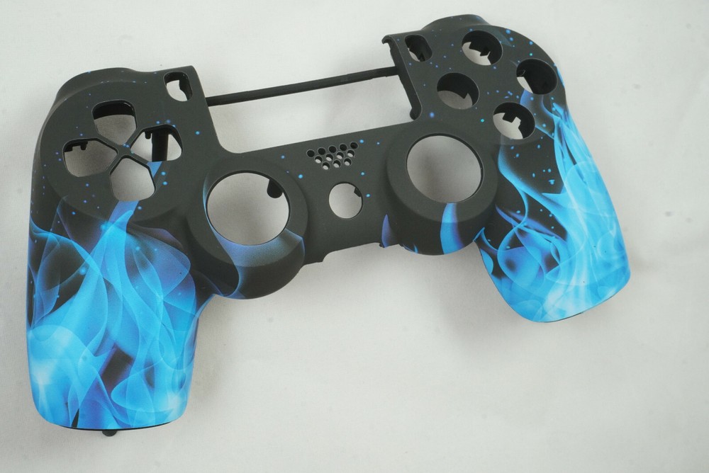 Blue Flame Soft Touch Front Face Shell For PS4 Controller - For current gen