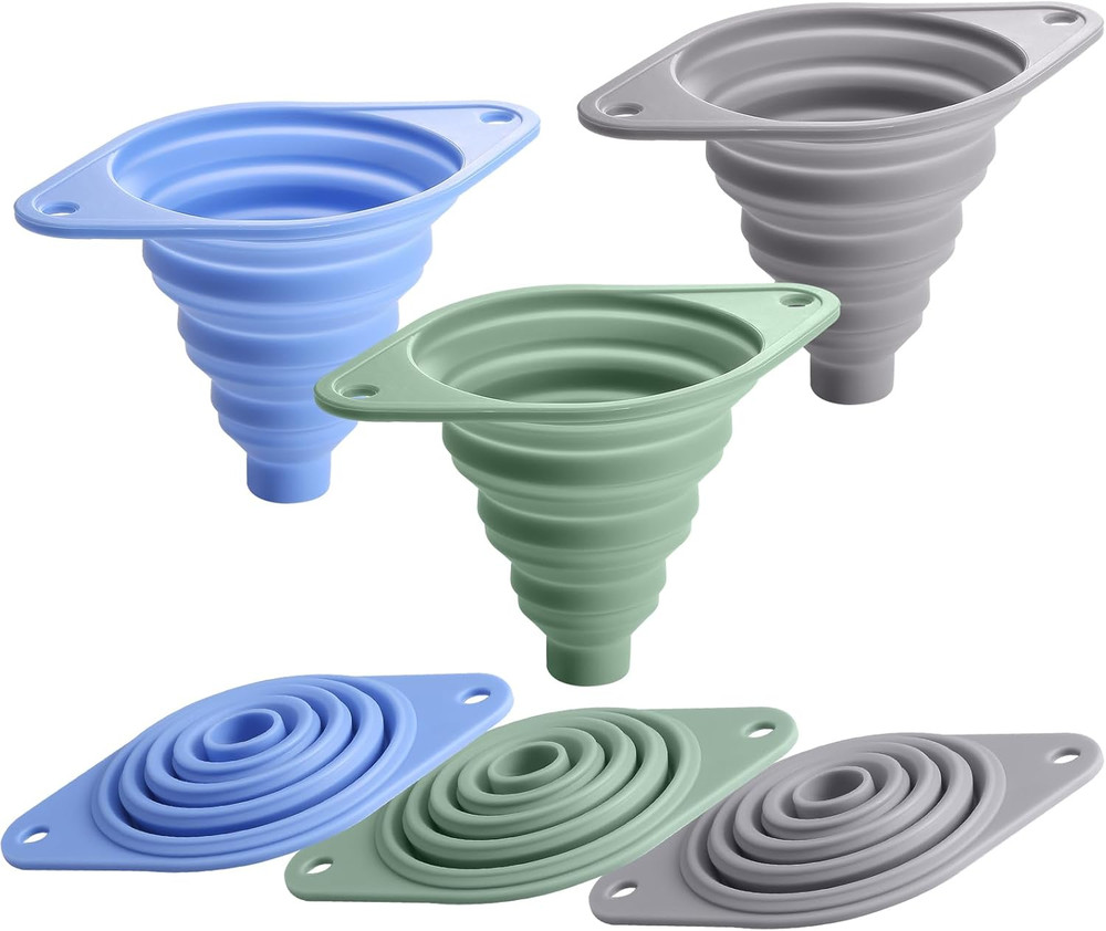 Kitchen Funnel Set 3 Pack, Collapsible Silicone Funnel for Kitchen Use Filling B