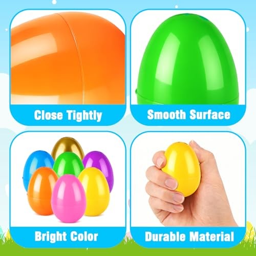 72 PCS Easter Essentials Empty Eggs for Egg Hunt, Bulk Hinged Plastic 72 Pack