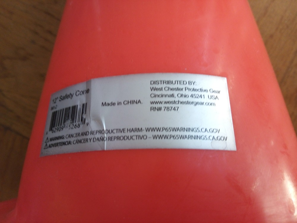 12 inches plastic safety cone orange