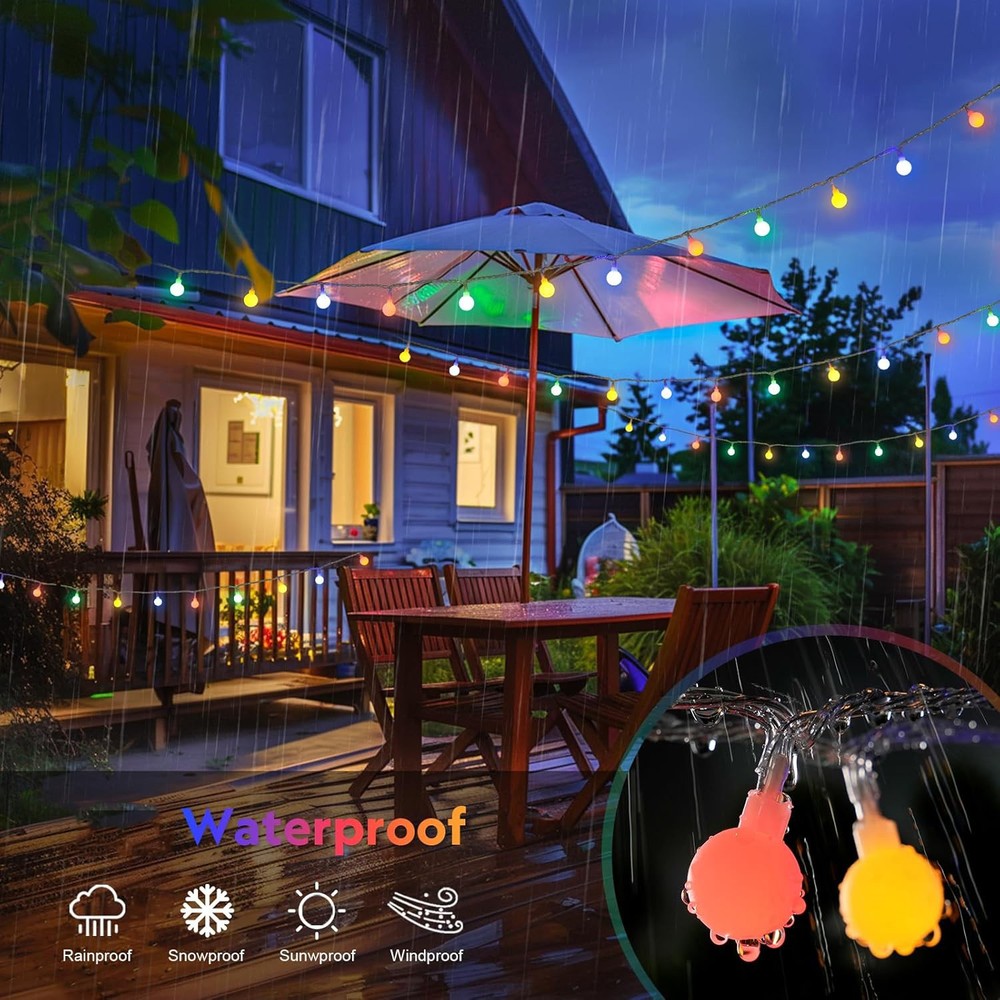 2 Pack Outdoor Solar Globe String Light 8 Modes Yard Landscape 66FT 200LED