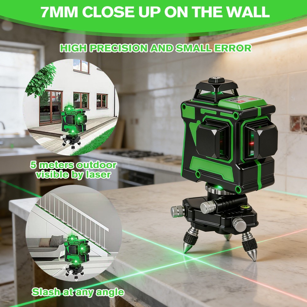 12 Line Laser Self Leveling Level Set, High Precision,2 * Rechargeable Battery