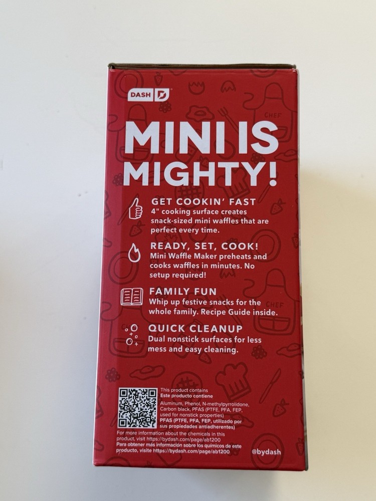 Dash Gingerbread Man Mini Waffle Maker, Red - New