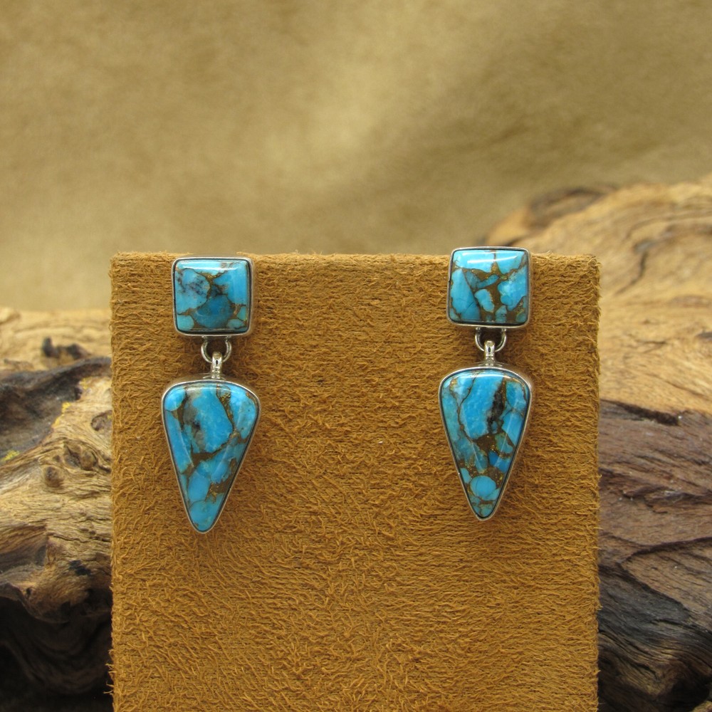 Beautiful Turquoise Post Dangle Earrings