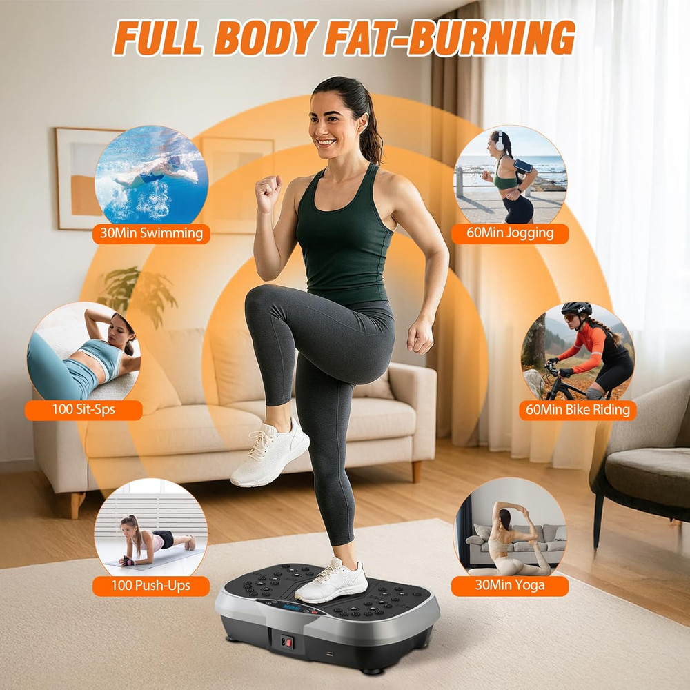 Vibration Plate Exercise Machine, 6 Workout Modes & 120-Level Vibration Platform
