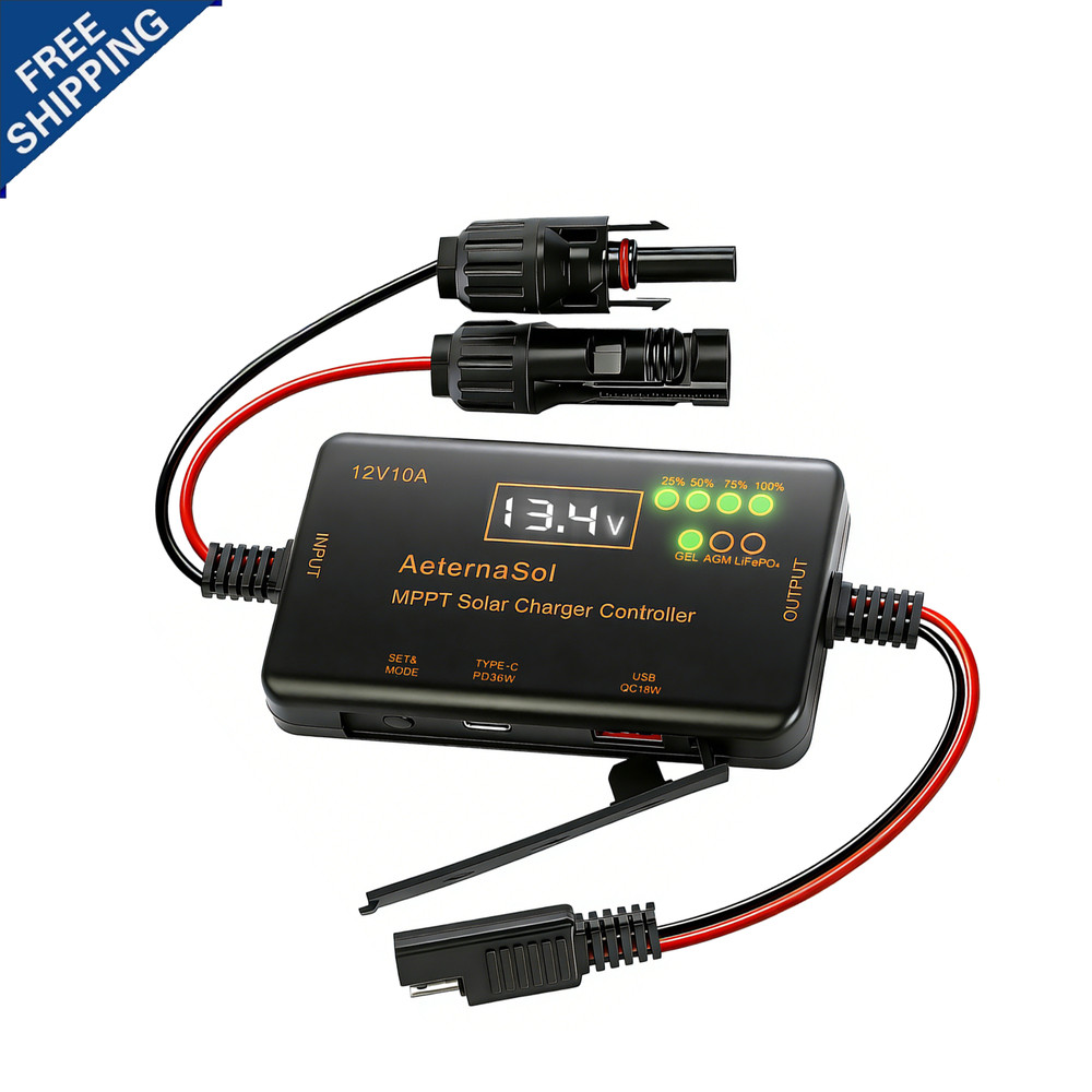 10A MINI MPPT Solar Charge Controller 12V  Intelligent Regulator with Type-C&USB