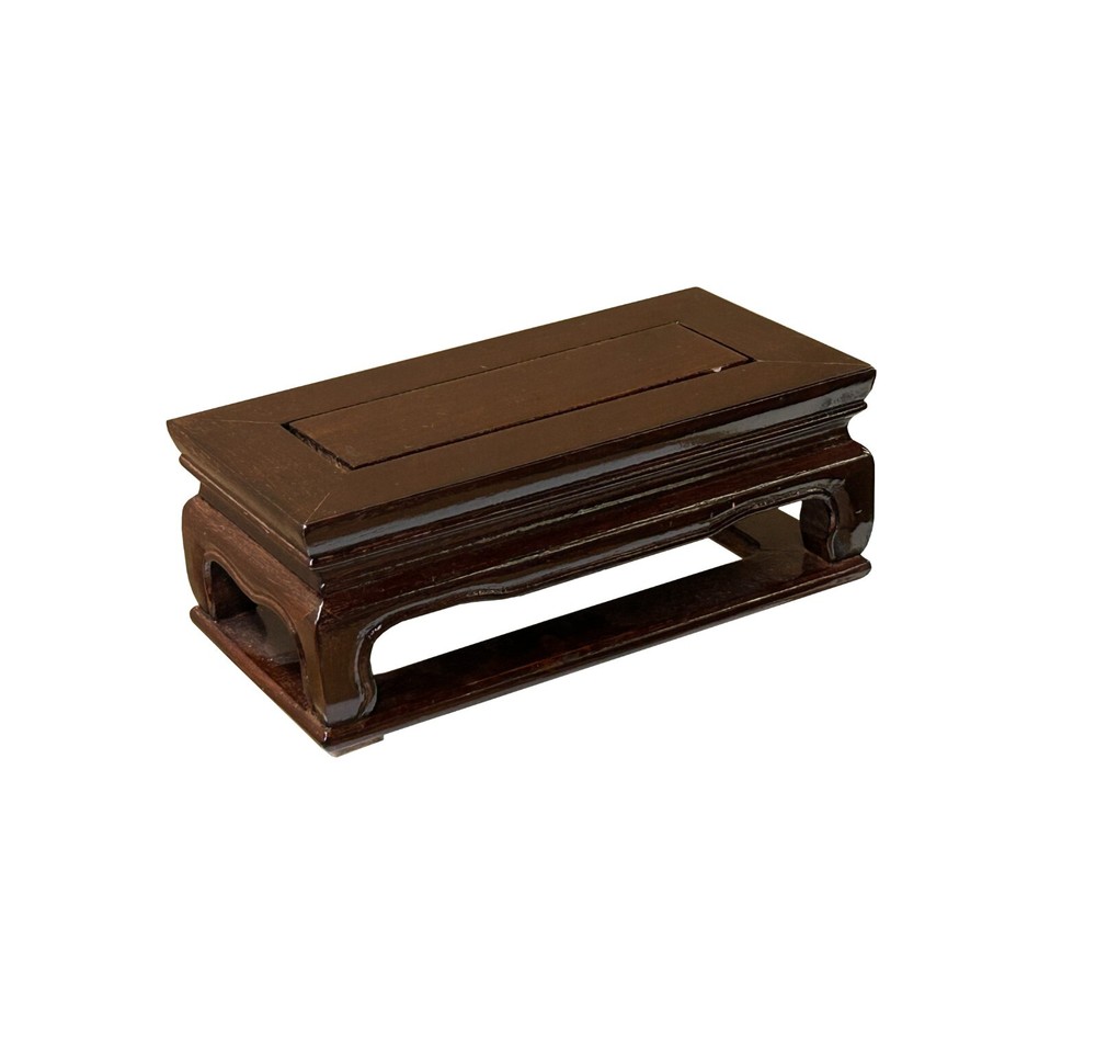 7.5" Reddish Brown Rectangular Curve Legs Wood Display Stand Riser st1108