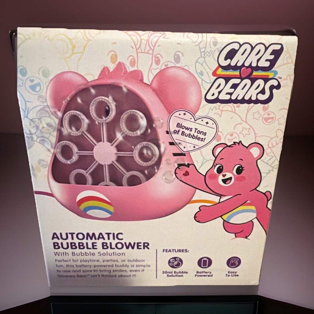 CaRe BeArS Automatic Bubble Blower PINK Toy w/Bubble Solution-Battery Powered