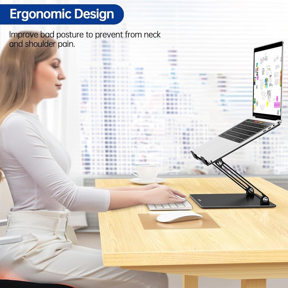 LS10 Aluminum Laptop Stand, Ergonomic Adjustable Notebook Tablet Stand, Compu...