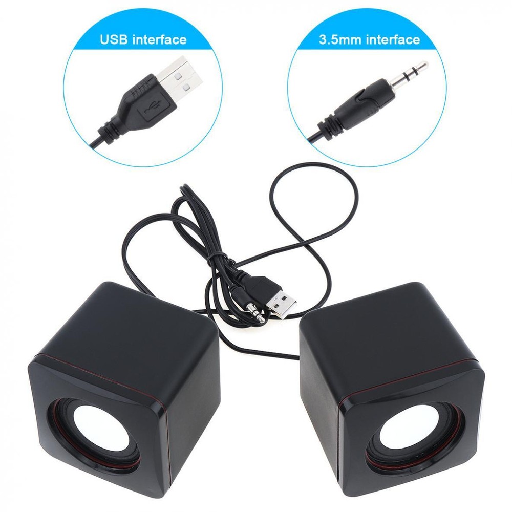 Mini Computer Speakers USB Powered 3.5mm Jack PC Desktop Laptop Stereo Wired