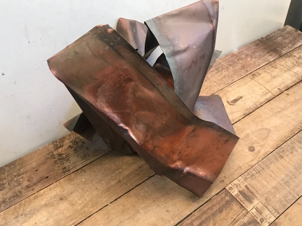 2 Sheet Copper Planter Garden Pot Air Plant Patina Verdigris Bent Mangled (B)