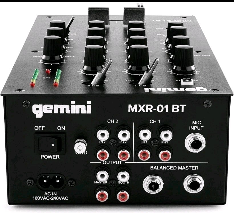 Gemini MXR-01BT 2 Channel Bluetooth DJ Mixer.