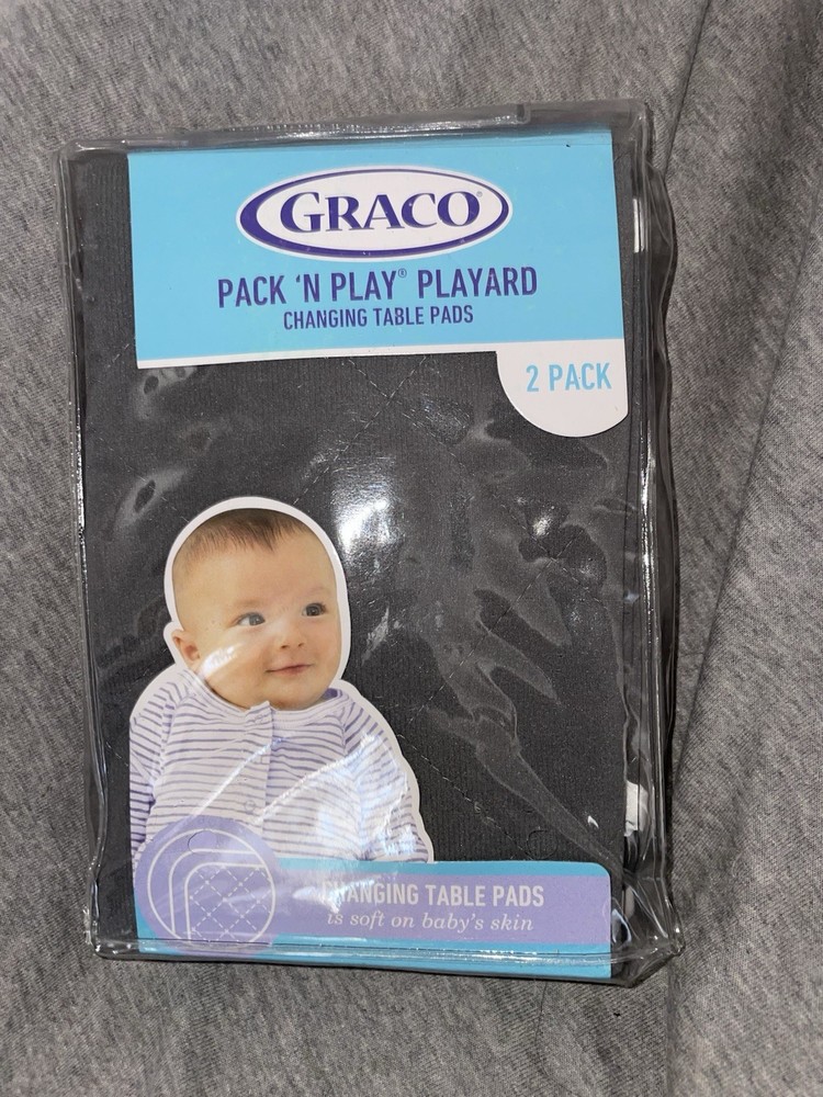 Graco Pack N Play Playard Changing Table Pads 2-Pack Stone Gray NWT