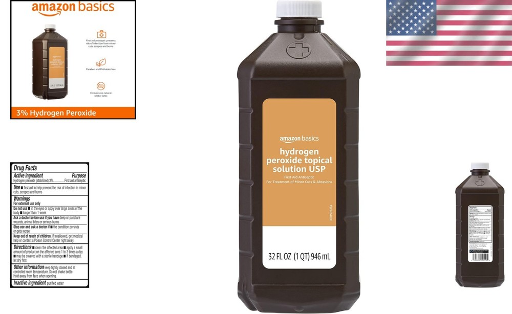 3% Hydrogen Peroxide First Aid Solution, 32 oz - Gentle Infection Prevention