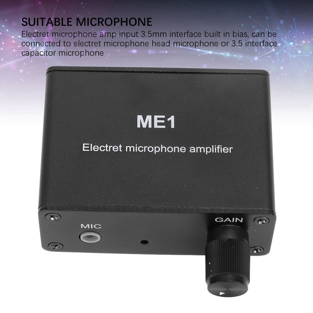 Electret Microphone Amp Adjustable Gain 0‑20db Condenser Mic Headphone