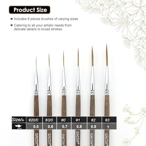 Rigger Liner Brushes, 6 Pcs Extra Long Fine Tip Paint Brush Set Script