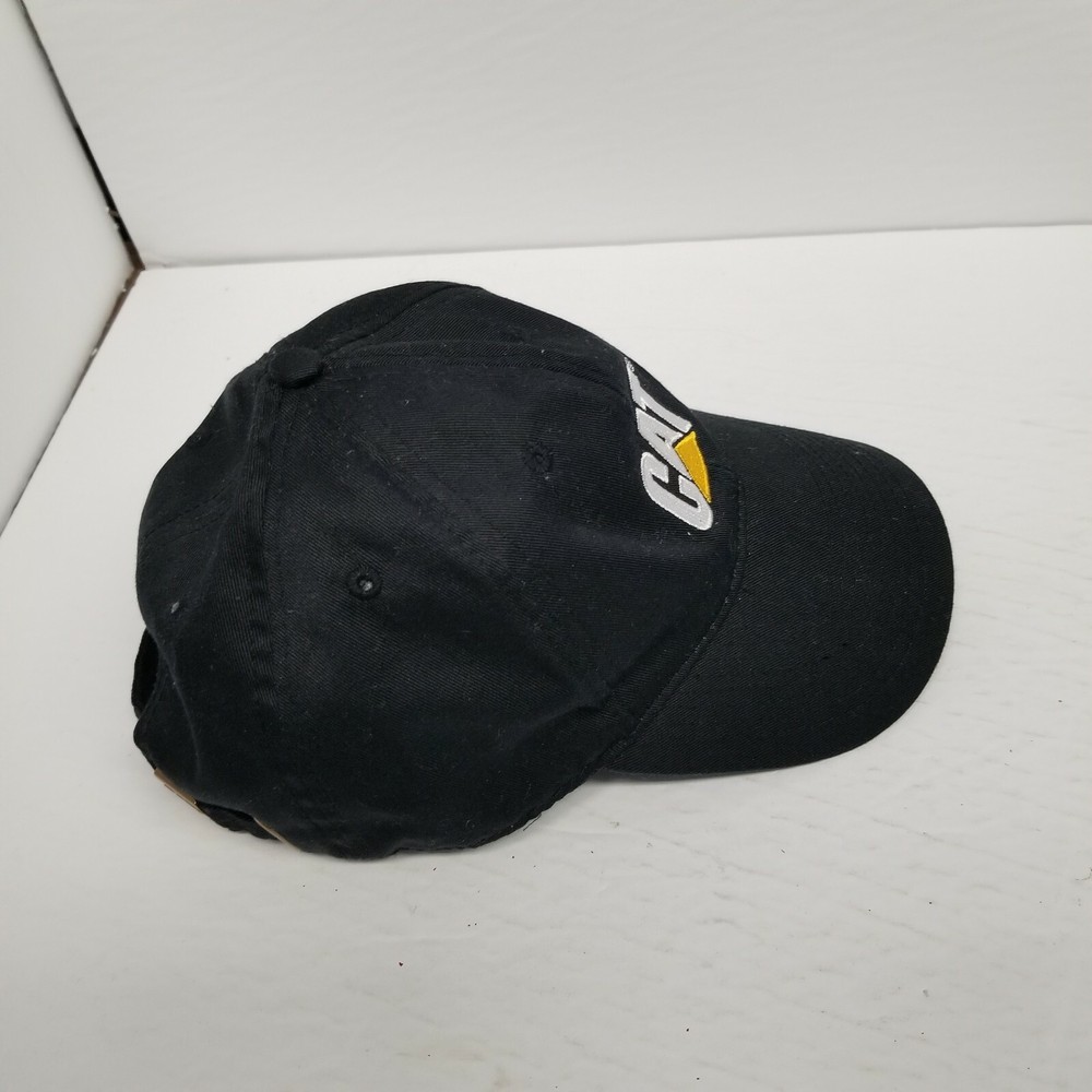 CAT Caterpillar Adjustable Strapback Black Hat, Construction Equipment