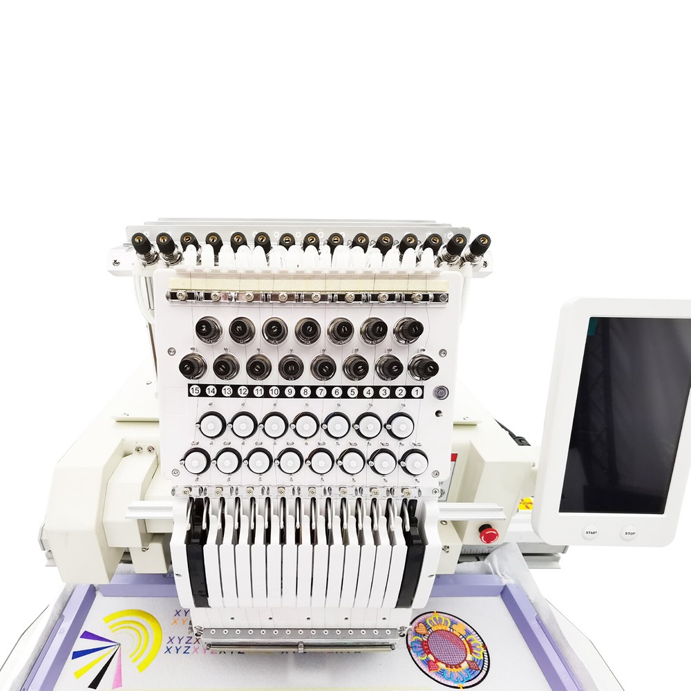 Single Head 15 Needle Embroidery Machine High Speed Automatic Stitchwork Pattern