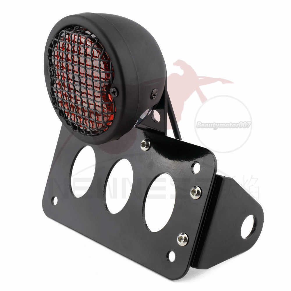 Side Mount Tag License Plate Holder Bracket LED Tail Light for Custom Bobber