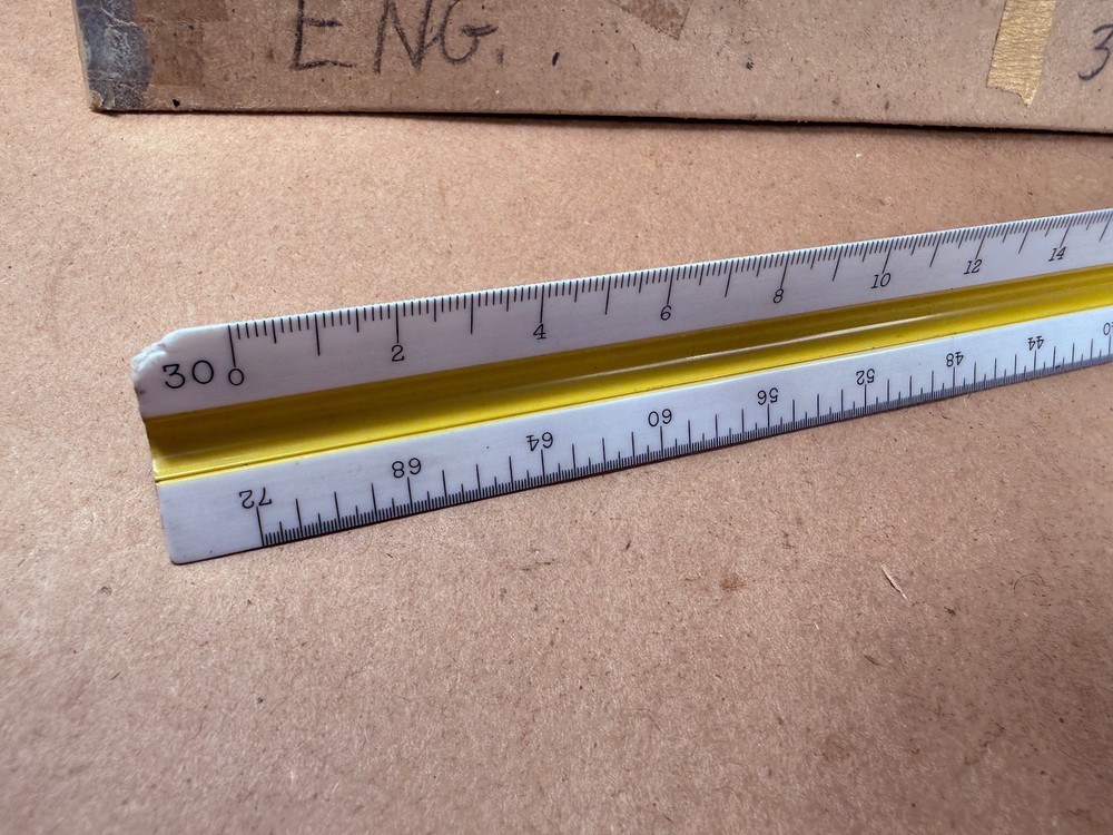 Vintage Arthur Brown 7957P Triangular Drafting Scale Ruler Engineering Scale 12”