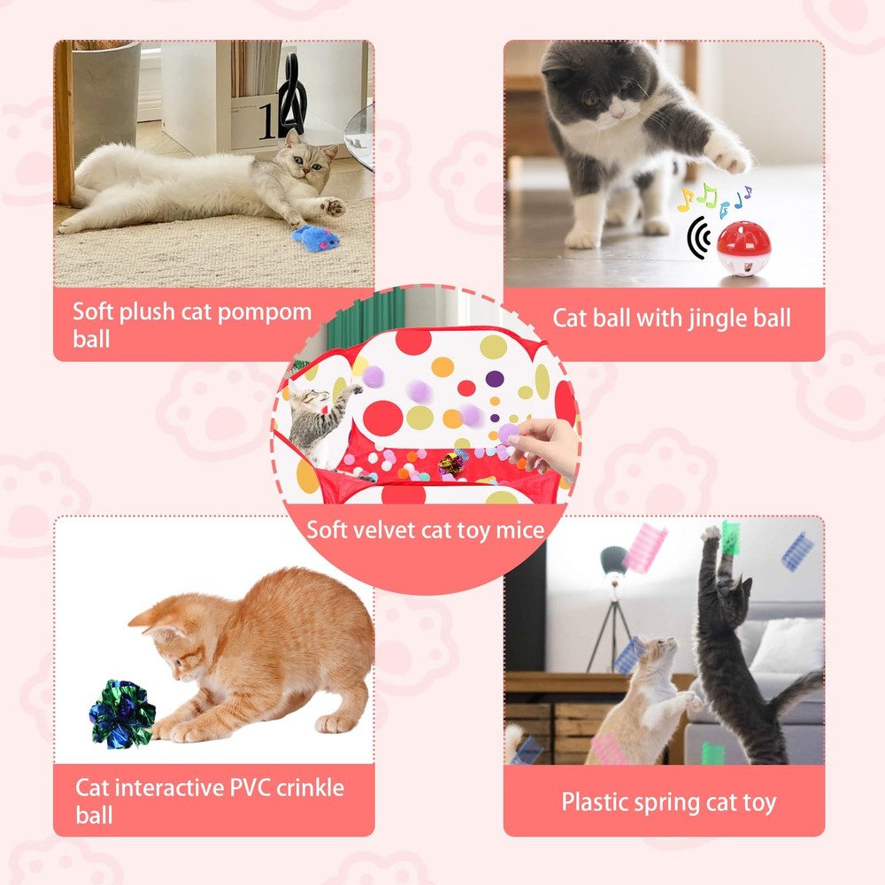 Cat Ball Pit for Cats, Include 226 Pcs Interactive Toy Indoor Red