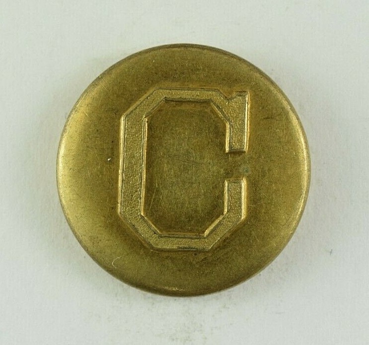 Vintage Letter C Seal Crest Button Original E8BT