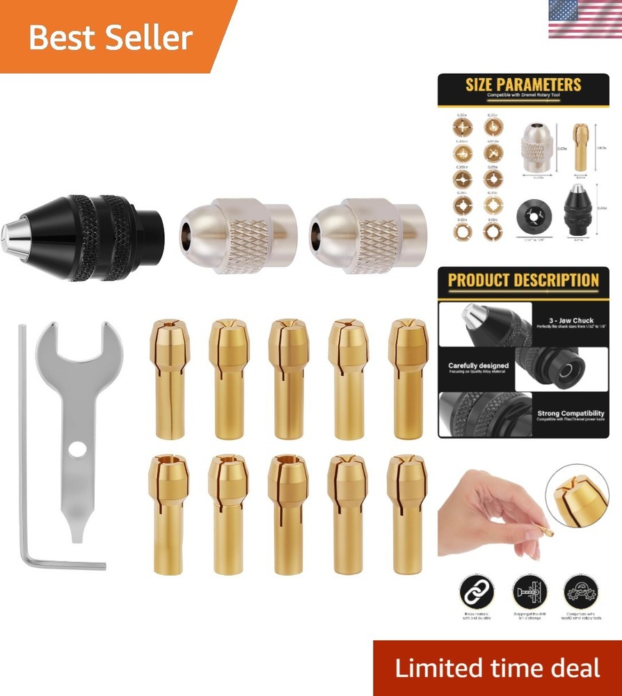 Versatile 15PCS Collet System for Dremel Tools - Ideal for Woodworking & Crafts