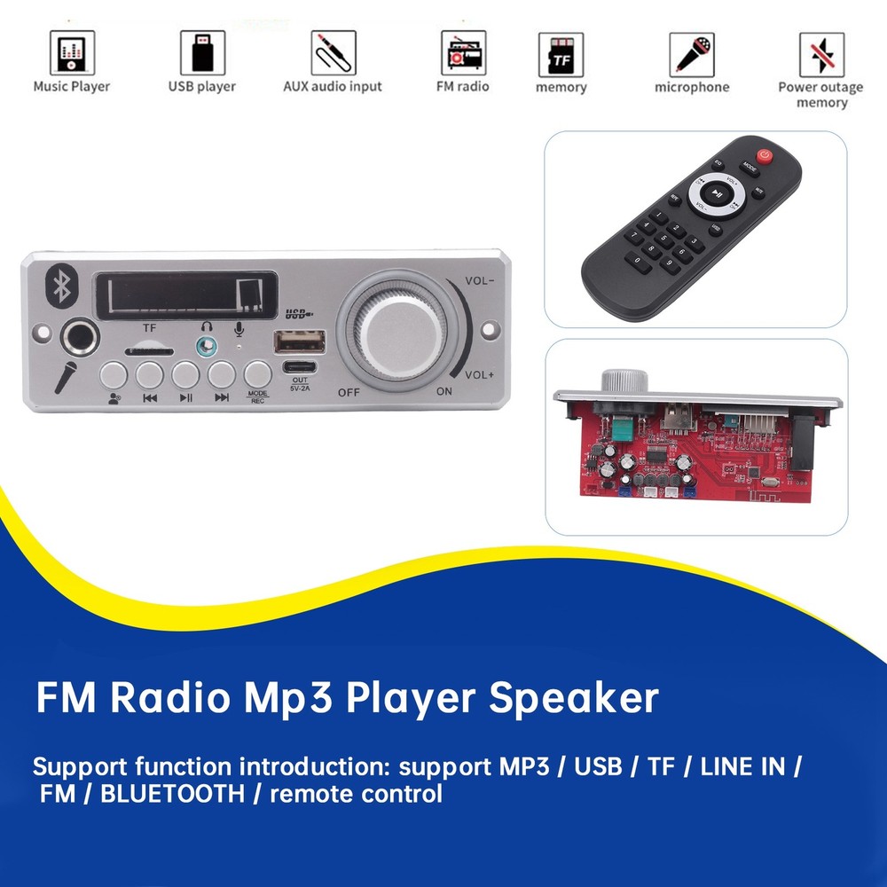 Bluetooth MP3 WAV Decoder Board 80W Amplifier Handsfree Car A6495