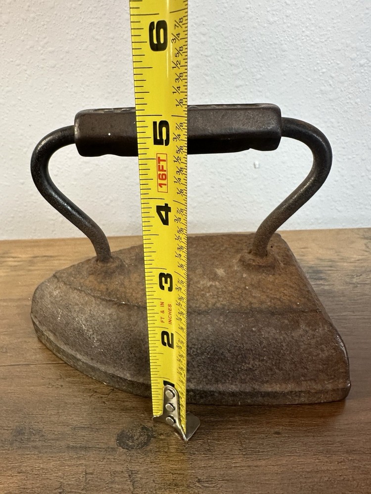 Antique CHEVALLI Cast Iron Sad Iron Primitive Laundry Tool