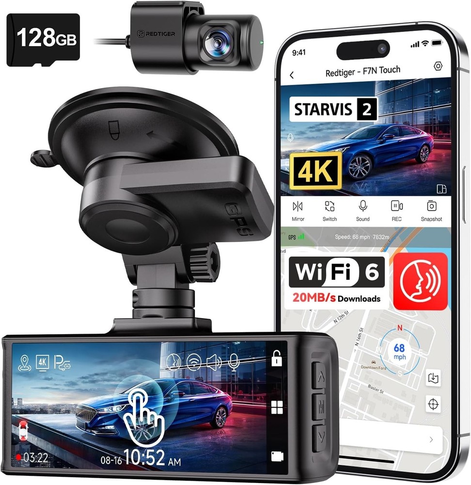 Advanced 4K Touch Screen Dash Camera with Built-in GPS & WiFi Connectivity