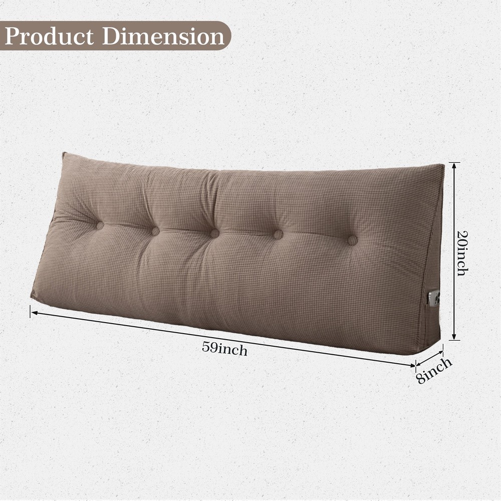 Headboard Wedge Pillow Corn Velvet Triangular Reading Backrest w/Removable Cover