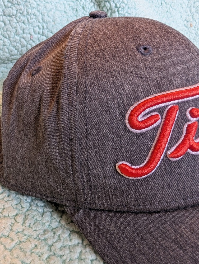 Titleist Cap Hat Men Gray Medium Orange Script T13