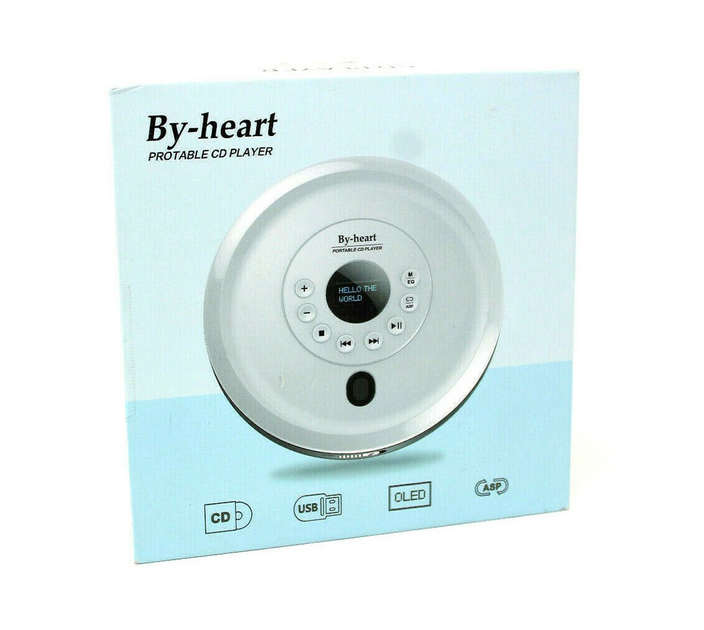 By-Heart Portable CD Player Skip/Shockproof, Compact LED Display