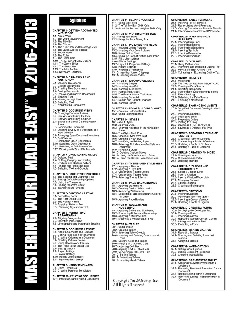 MICROSOFT WORD 2016 DELUXE Training Tutorial Course & Quick Reference Guide