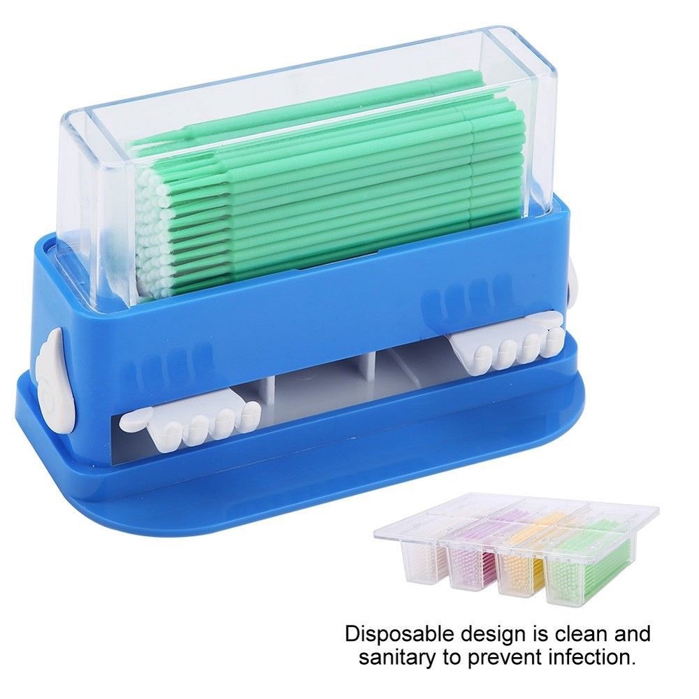 Dental Micro Brush Applicator Tip Sticks Dispenser + 4 Container 400 Pcs Tips