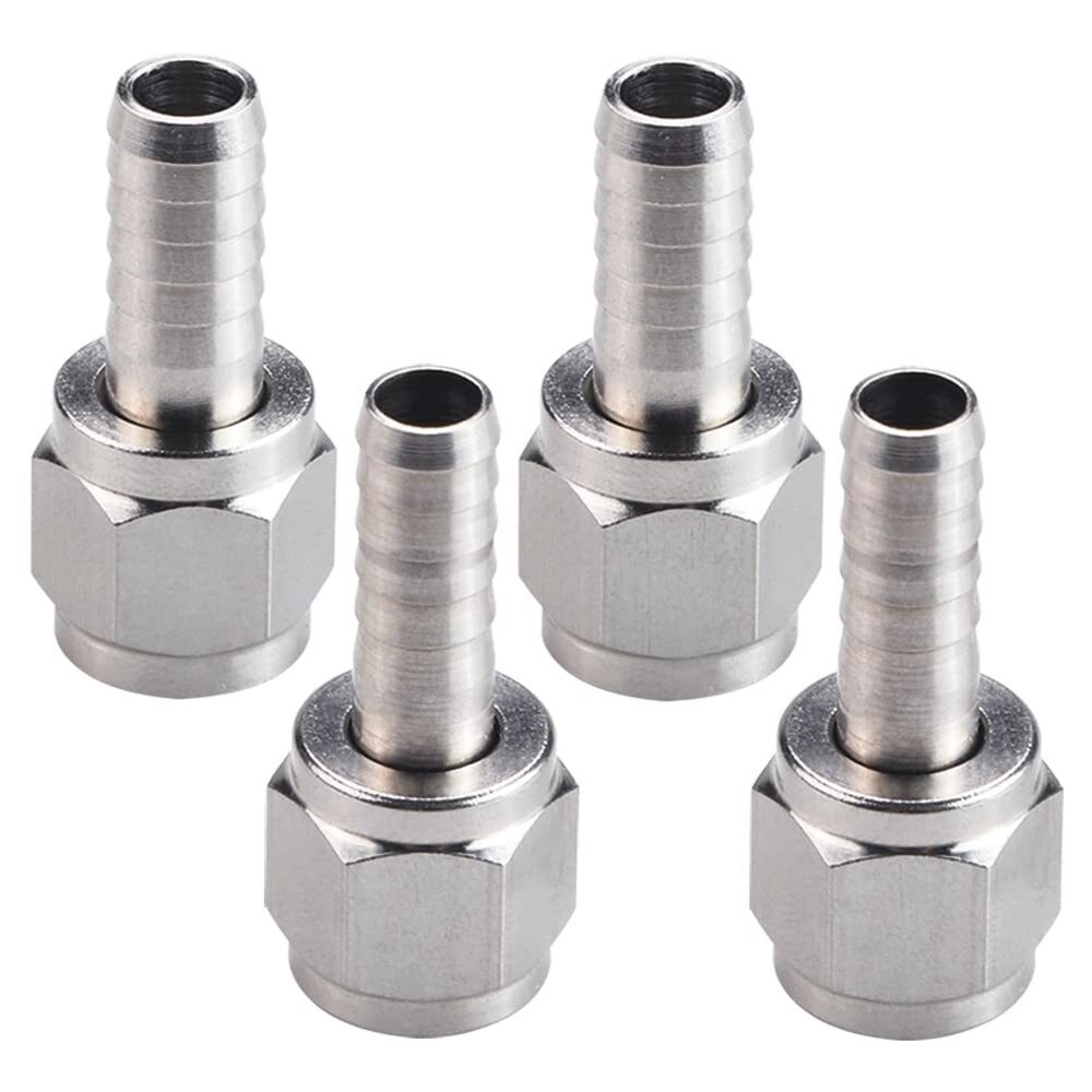 2 Pair Hose Swivel Nut Barb 3/16'' Barb & 5/16'' Barb Stainless Steel 1/4" Mfl Q