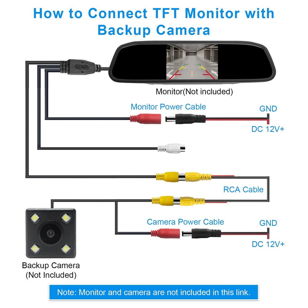 RCA Video Cable Double Shielded for Car Reverse Camera Sturdy Not Easy Cracked