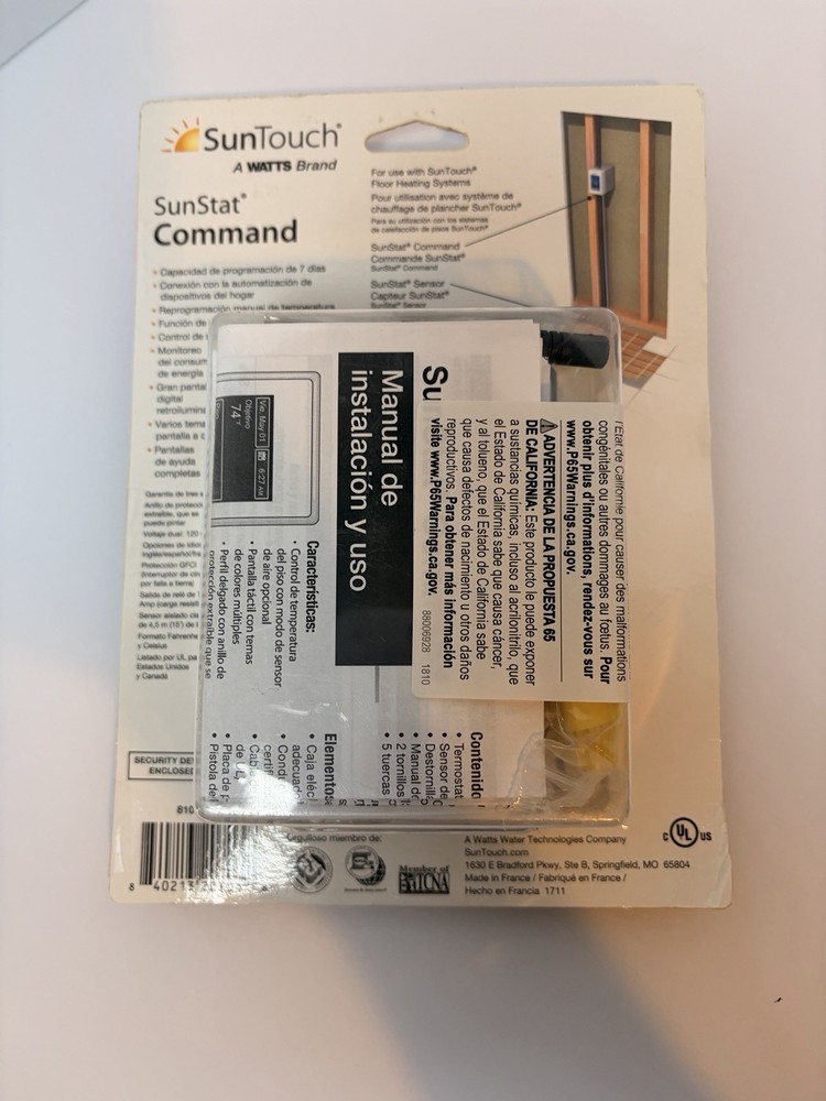 SunTouch SunStat Command Color Touchscreen Programmable Floor Heating Thermostat