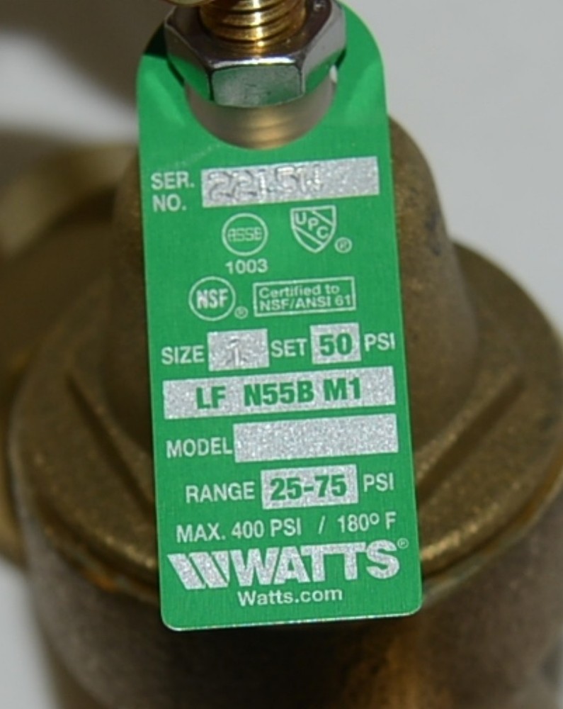 Watts LFN55BM1US Water Pressure Reducing Valve Lead Free 1 Inch