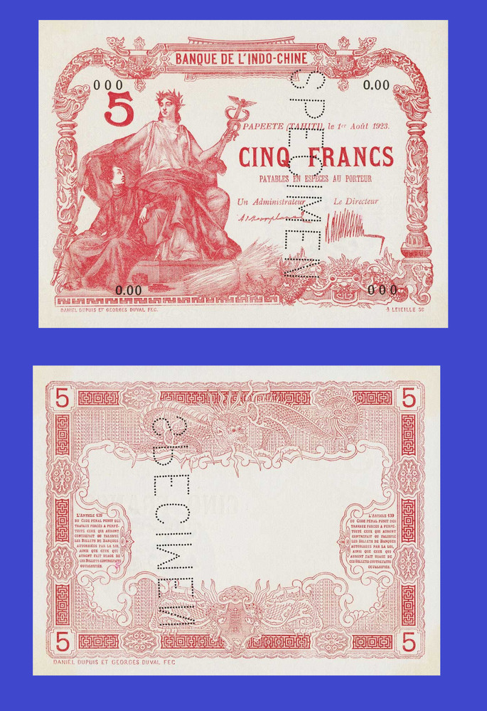 Tahiti 5  francs 1920  - Copy